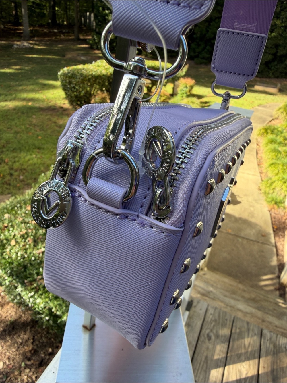 Valentino Orlandi Lavender Crossbody Bag with Stud Accents - Picture 7 of 16